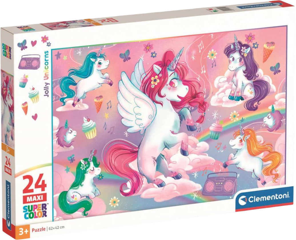 Пазлы (3-4 года) Clementoni Jolly Unicorns серия MAXI 24 эл. (28525) - Фото 1