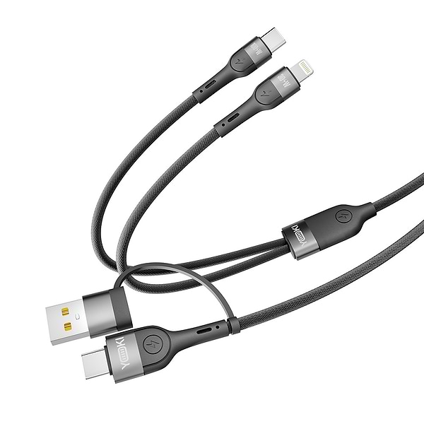 Фото - Кабель синхронізації даних YOKI UNIVERSE USB-A/Type-C to Type-C/Lightning 100W 1.2m Black (YK-UN91)