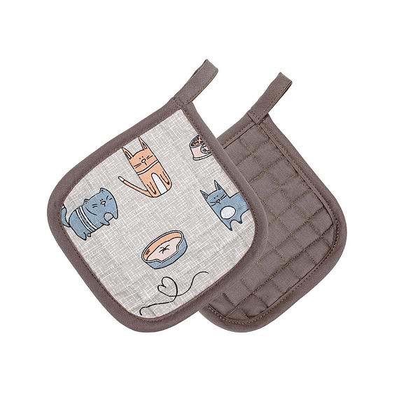 Фото - Прихватка Home Line Напівпанама кіт на кухні бежевий 20Х20 (174400)