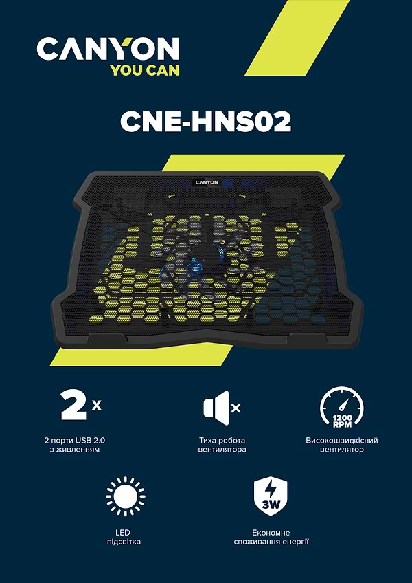 Фото - Підставка під ноутбук Canyon NS02 Cooling stand (CNE-HNS02)