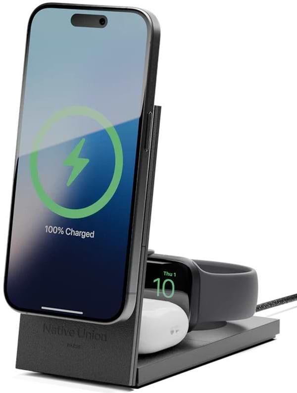 Фото - Беспроводное зарядное устройство Native Union Rise 3-in-1 Qi2 Wireless Charger Black (RS-3IN1-BLK-INT)