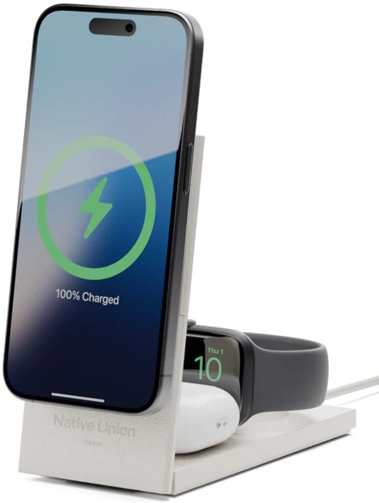 Бездротовий зарядний пристрій Native Union Rise 3-in-1 Qi2 Wireless Charger Sandstone (RS-3IN1-SAN-INT)