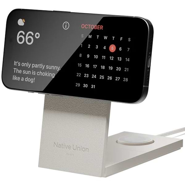 Фото - Беспроводное зарядное устройство Native Union Rise 3-in-1 Qi2 Wireless Charger Sandstone (RS-3IN1-SAN-INT)