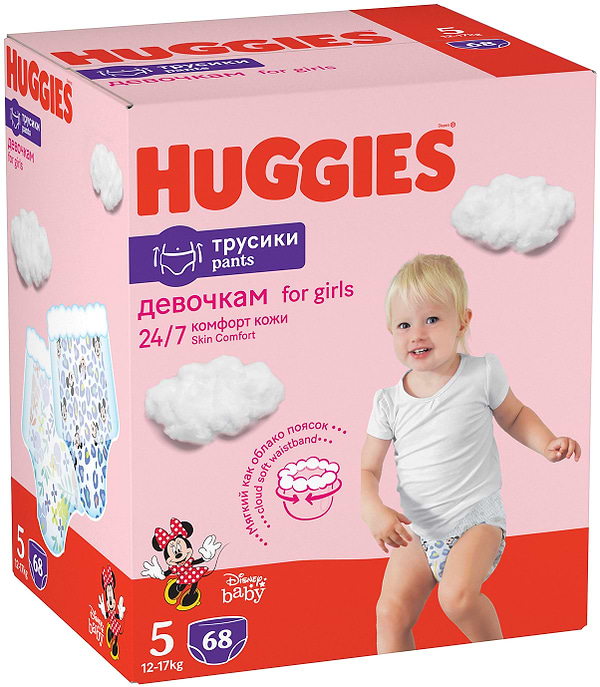 Фото - Одноразові підгузки-трусики Huggies Pants Розмір 5 для дівчаток (12-17 кг), 68 шт. (5029053564111)