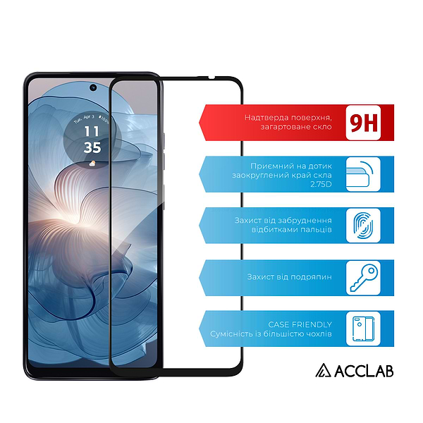 Фото - Защитное стекло для смартфона ACCLAB Full Glue for MOTO G24 Power Black (1283126591778)