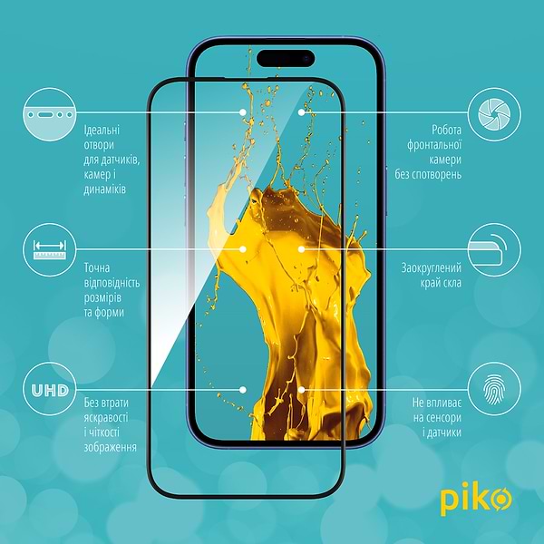 Фото - Захисне скло для смартфону Piko Full Glue for Apple iPhone 16 Plus Black (1283126593390)