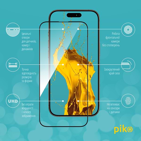 Фото - Захисне скло для смартфону Piko Full Glue for Apple iPhone 16 Pro Max Black (1283126593413)