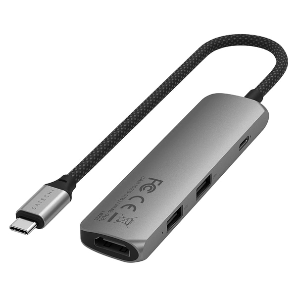 Фото - Хаб USB Satechi 4-in-1 USB-C Slim Multiport Adapter 4K Space Grey (ST-P4SM)