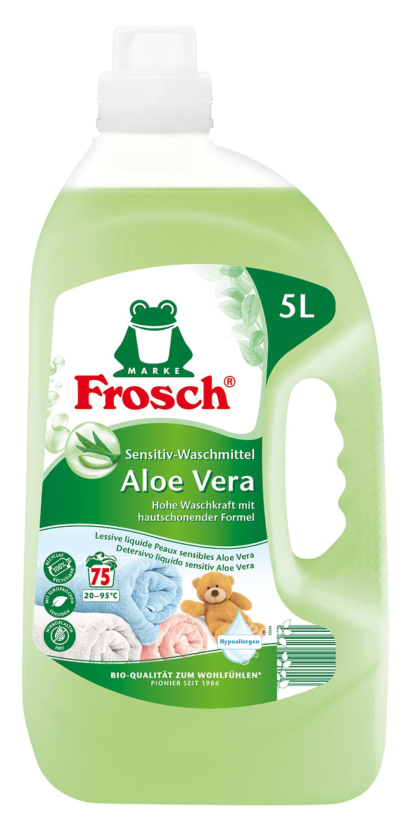 Фото - Гель для стирки Frosch Алое 5л, 75 циклов
