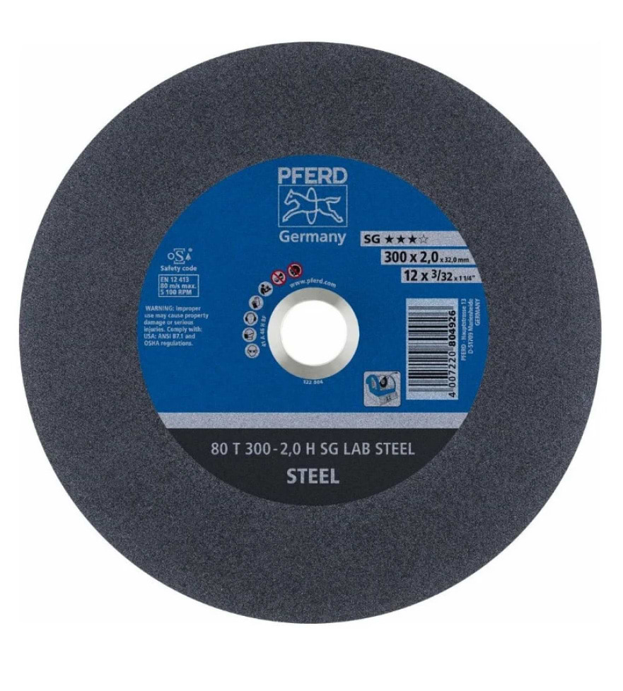 Круг отрезной по металлу Pferd 300х2х32 H SG LAB STEEL/32,0 (4007220804926)