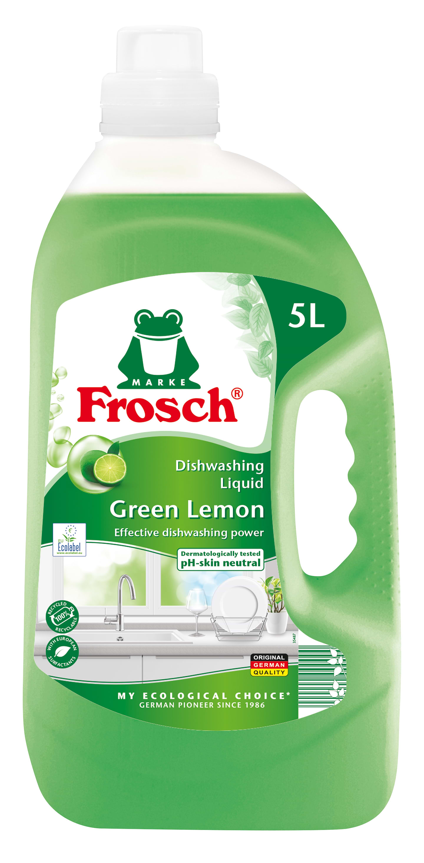 Засіб для ручного миття посуду Frosch Зелений Лимон 5 л - Фото 1