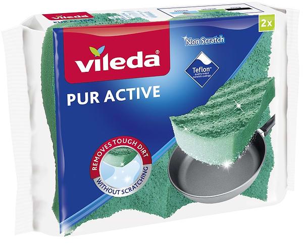 Фото - Набір губок поролонових для миття посуду Vileda Pur Active 2 шт. (4023103083943)