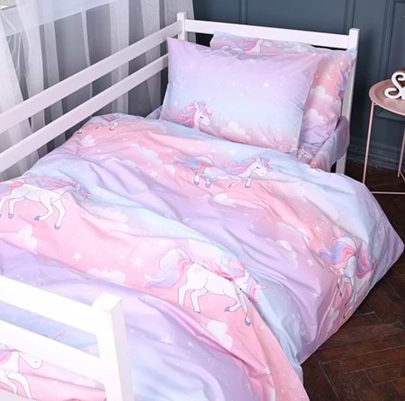Комплект постільної білизни дитячий MirSon Бязь 17-0790 Єдиноріг на веселці 220х240 (2200011395845)