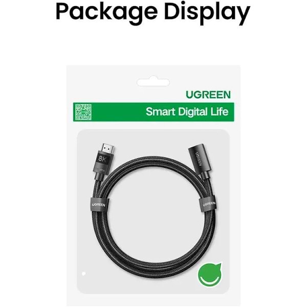 Фото - Кабель HDMI UGREEN HD151 8K Male to Female Extension Cable 0.5m Black (40400)