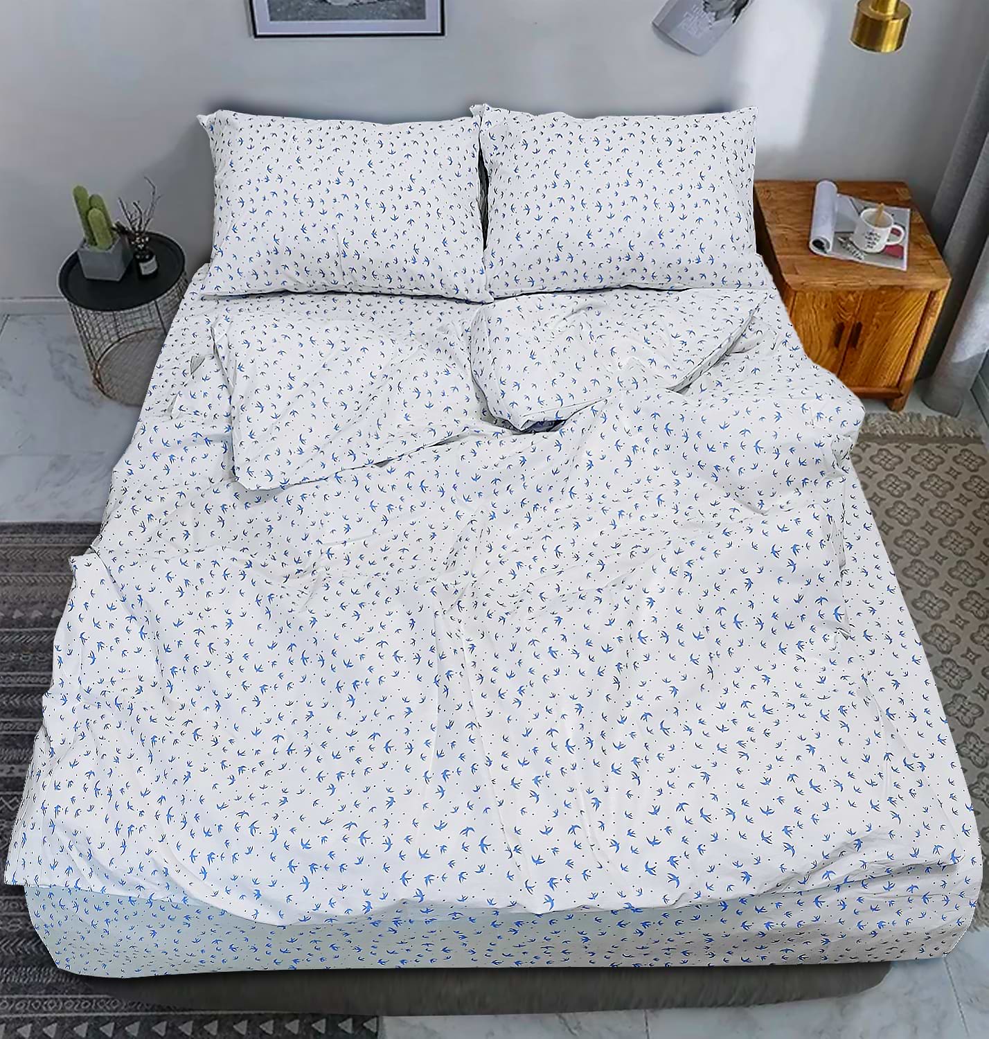 Комплект постельного белья Zastelli Ласточки бязь 145х210 Белый (20493)