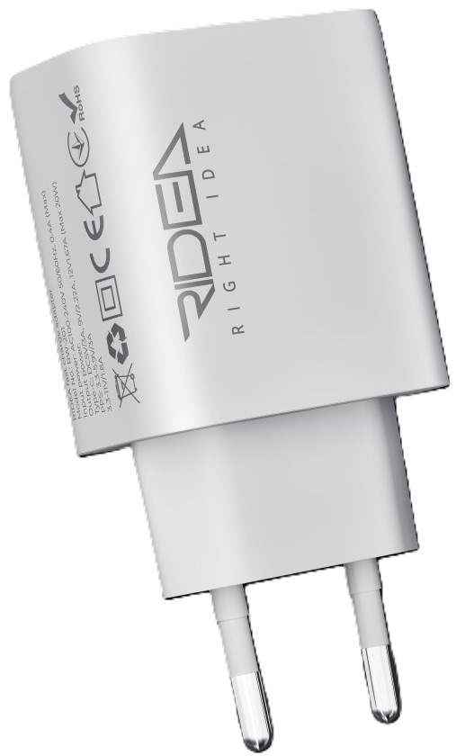 Фото - Мережевий зарядний пристрій Ridea Rapid Pro 1USB-C QC/PD 20W White (RW-20120)