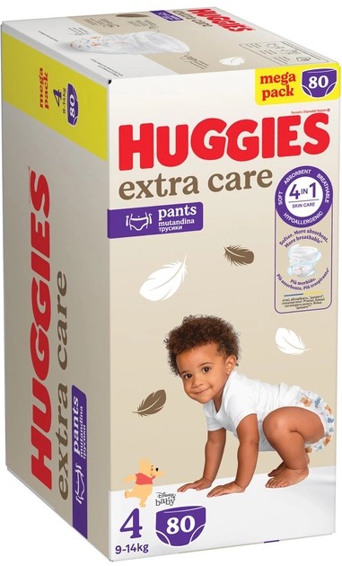Фото - Одноразові підгузки-трусики Huggies Extra Care Pозмір 4 (9-14 кг), 80 шт. (5029053582405)