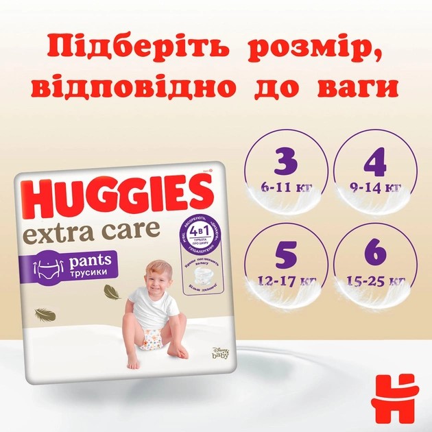 Фото - Одноразові підгузки-трусики Huggies Extra Care Pозмір 4 (9-14 кг), 80 шт. (5029053582405)