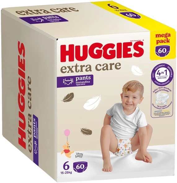 Фото - Одноразові підгузки-трусики Huggies Extra Care Pозмір 6 (15-25кг), 60 шт. (5029053582429)