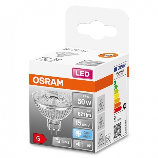 Фото - Лампочка світлодіодна Osram LED GU5.3 8Вт 4000К 621Лм MR1650 12В STAR (4058075433786)