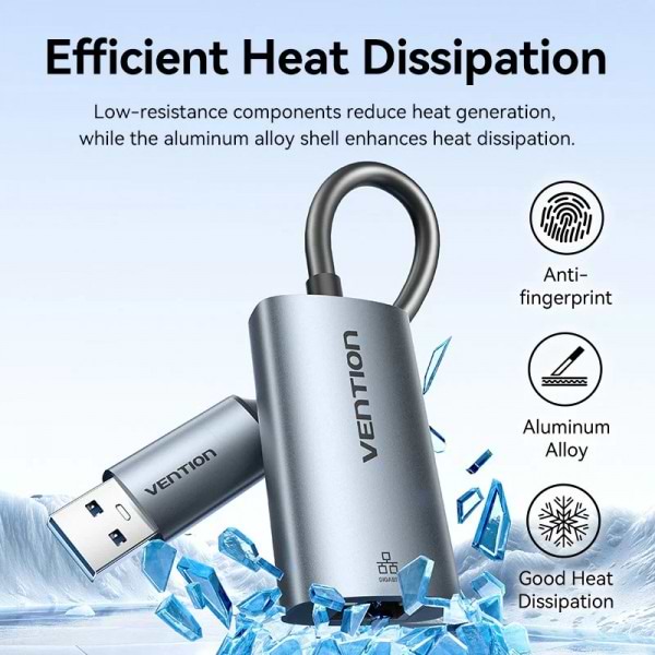 Фото - Переходник Vention USB Type-C/USB-A --> Ethernet RJ45 (CFQHB)