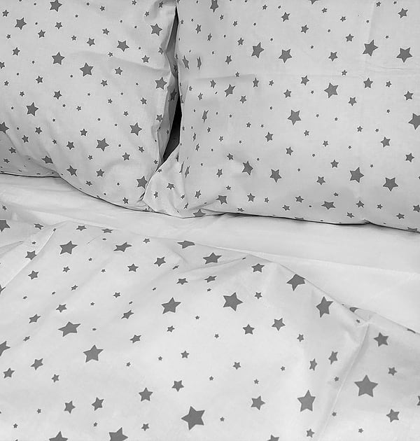 Фото - Комплект постільної білизни Zastelli 235 Сірі зірки на білому бязь 200х220 см белый (20720)