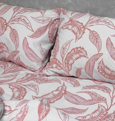 Фото - Комплект постільної білизни Zastelli 40-1428 White Листя на білому 2х145х210 Рожевий (21208)