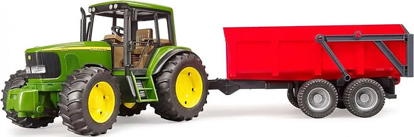 Фото - Наземна будівельна техніка BRUDER Трактор John Deere з причіпом (02057)