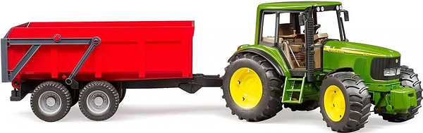 Фото - Наземна будівельна техніка BRUDER Трактор John Deere з причіпом (02057)