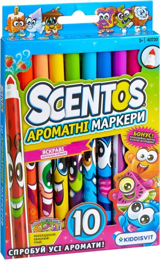 Фото - Набір маркерів Scentos Набір ароматних маркерів для малювання, 10 кольорів (40720)