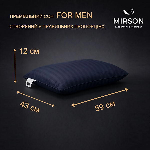 Фото - Подушка ортопедическая MirSon №4085 Satin Stripe 30-0021 Dark Blue MEN (2200006422976)