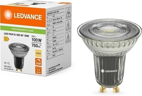 Фото - Лампочка світлодіодна Ledvance GU10 8W 3000K 750Лм MR16 (4099854234941)