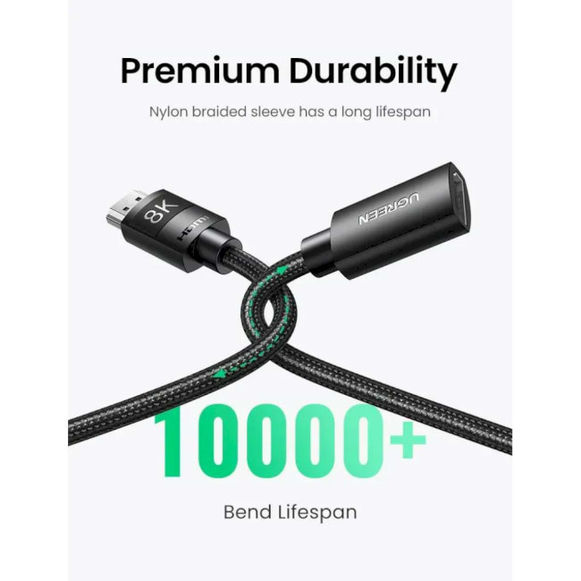 Фото - Кабель HDMI UGREEN HD151 8K Male to Female Extension Cable 0.5m Black (40400)