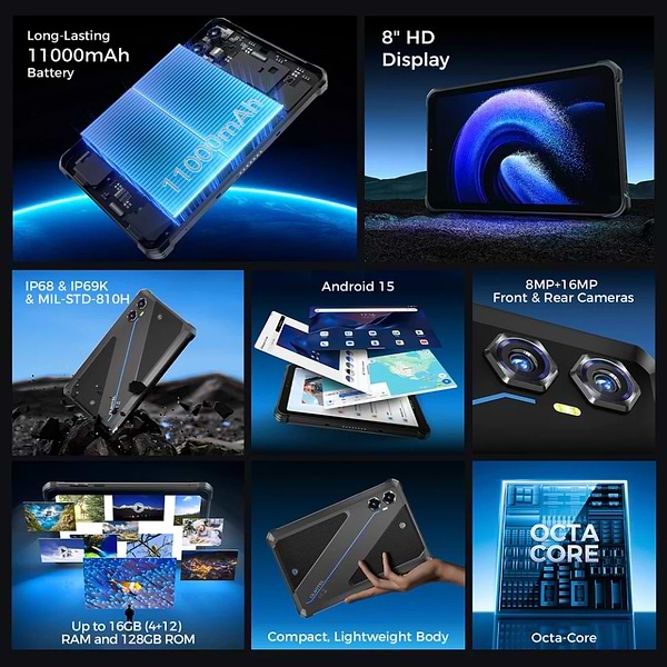 Фото - Планшет OUKITEL RT3 Plus 8'' 4/128GB LTE Blue