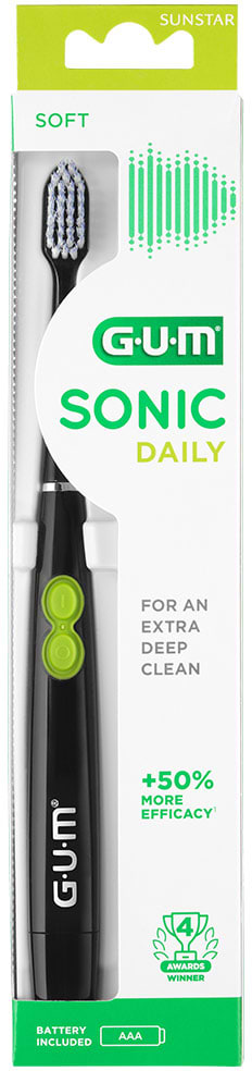Зубная щетка электрическая GUM Sonic Daily, чёрная - Фото 1