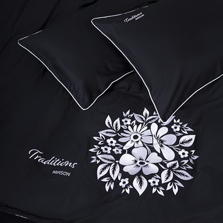 Комплект постельного белья MirSon Сатин ELIT 0055 Black Pearl "Traditions" 175х210 (2200008706166)