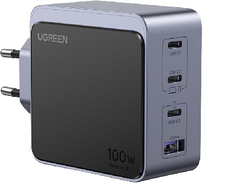 Мережевий зарядний пристрій UGREEN X565 Nexode Air USB-A+3xUSB-C 100W GaN Tech Fast Charger Space Gray (35043) - Фото 1