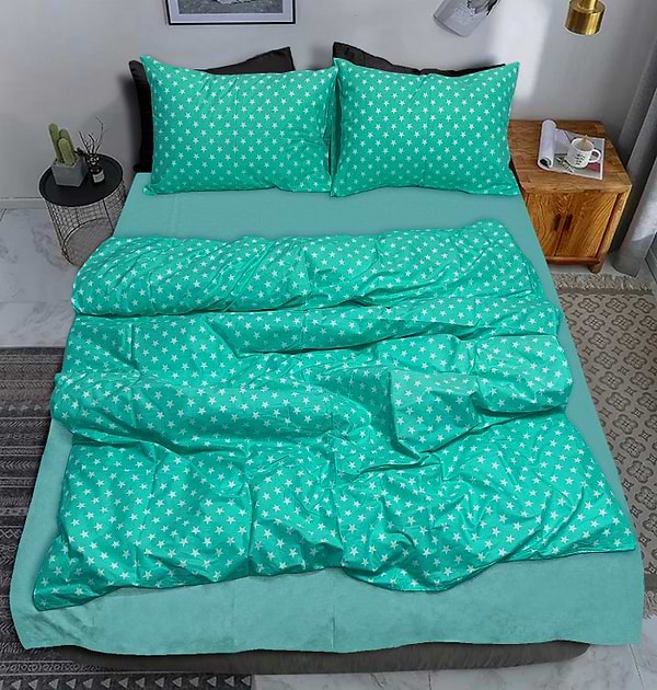 Фото - Комплект постільної білизни Zastelli 58 Білі зірки бязь 200х220 (21394)