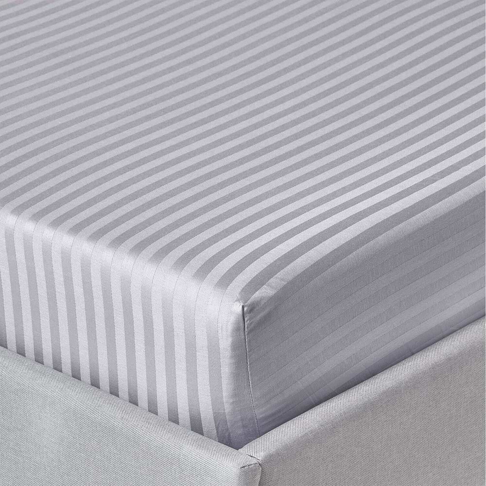 Простирадло односпальне Zastelli на резинці Gray stripe полікоттон 100х200+20 см Сіре (21744)