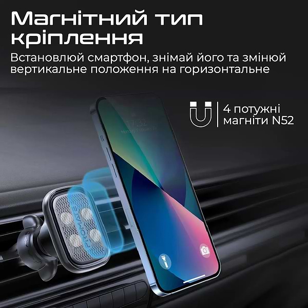 Фото - Автотримач Promate Ventmag-l Black