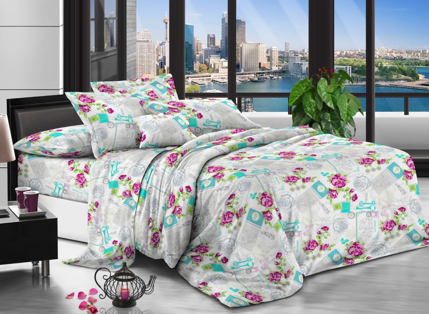 Комплект постельного белья Zastelli 15520-10 Розы 200х220 см разноцветный (13138)