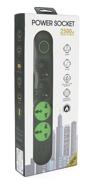 Фото - Сетевой фильтр Voltronic F01U 2 розетки EU + 2 розетки Universal + 3 USB 1.5 м Black