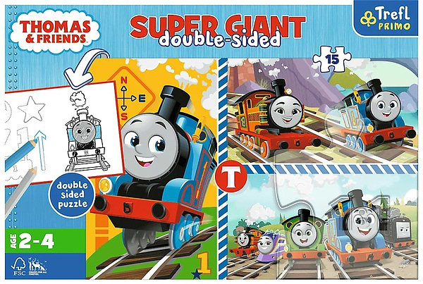 Фото - Пазли (до 2 років) Trefl розмальовка - "Подорож" / Томас та його друзі (15 елем. SUPER MAXI) (42008)