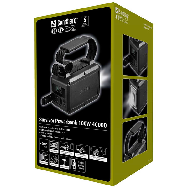 Фото - Батарея мобільна Sandberg Survivor 40000mAh, 100W, 2xUSB-С, USB-A, LED Black (421-14)