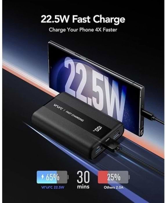 Фото - Батарея мобильная Vrurc T2055 20000mAh 22.5W (D9A-SL-2055BLACK-DE) Black