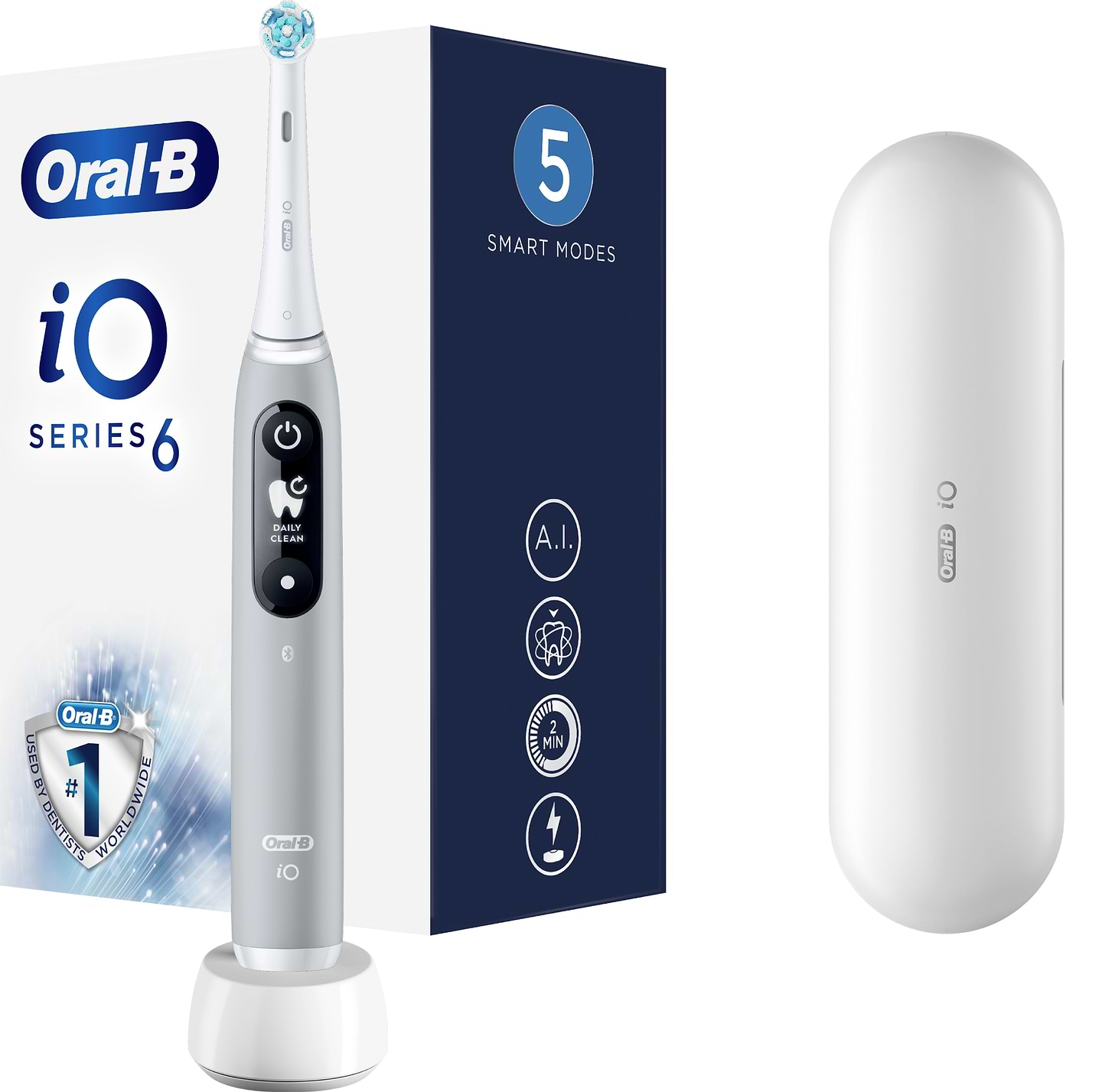 Зубная щетка электрическая Braun Oral-B iO Series 6 iOM6.1A6.1K Grey Opal - Фото 1