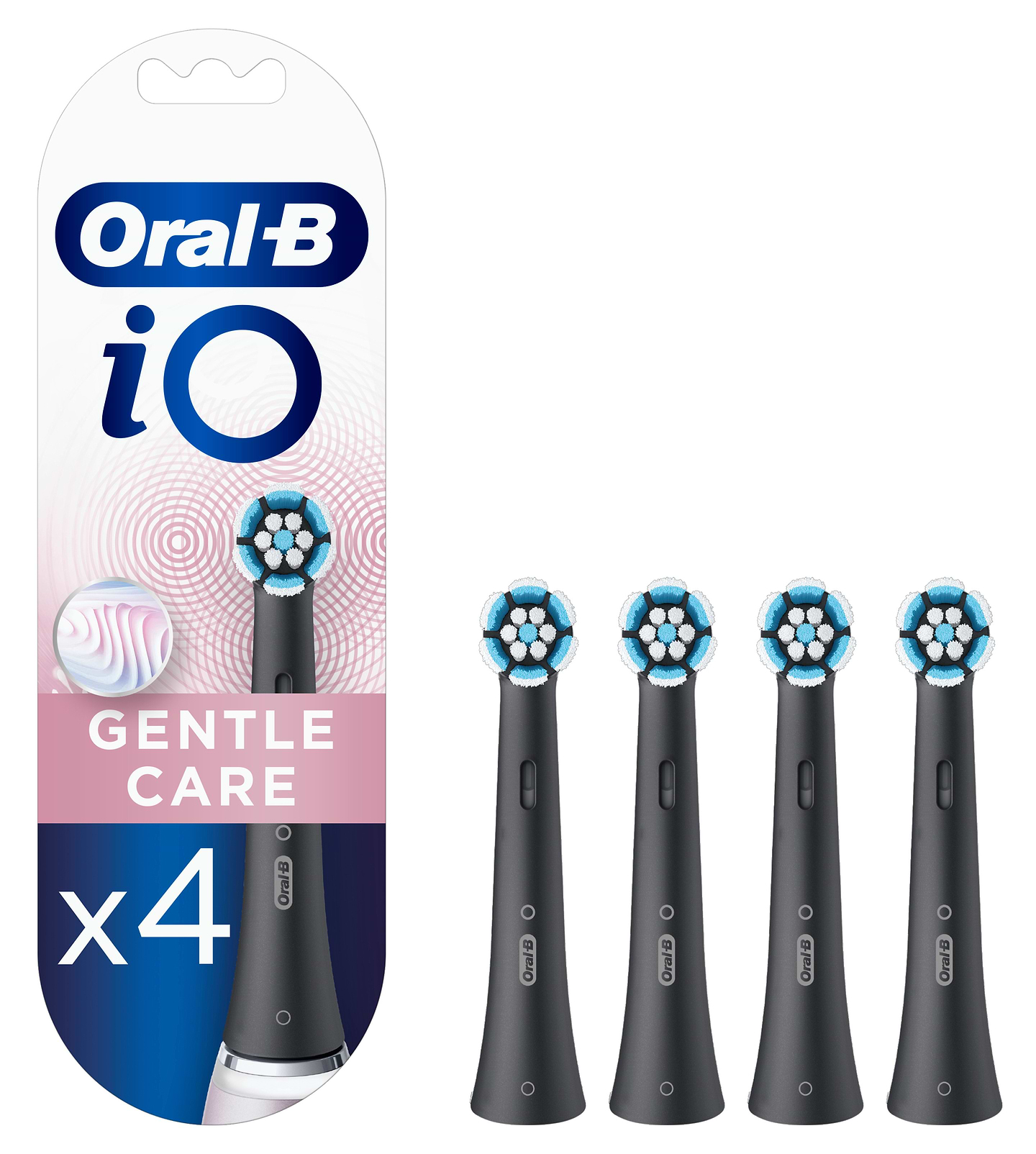 Насадка для зубної щітки Oral-B Braun iO Gentle Care ніжний догляд Чорні, 4 шт - Фото 1