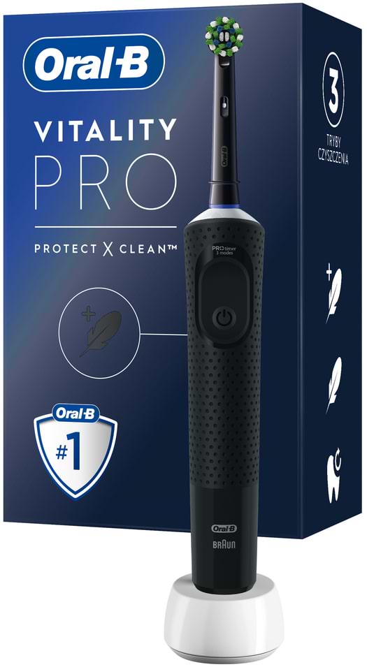 Зубная щетка электрическая Oral-B Braun Vitality D103.413.3 Protect x clean типу 3708 Black - Фото 1