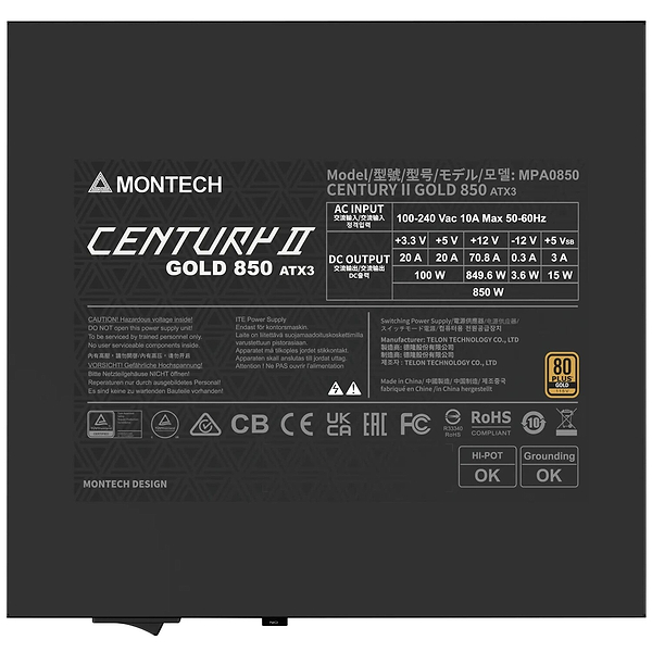 Фото - Блок питания для ПК Montech CENTURY II 850