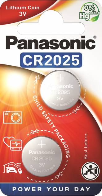 Фото - Батарейка тип CR2025 Panasonic CR 2025 BLI 2 LITHIUM